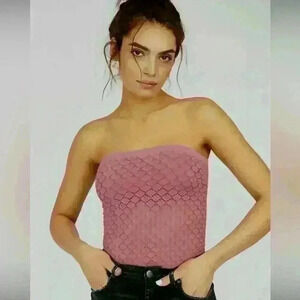 Free People Mauve Honeycomb Textured Tube Top NWOT Size M/L